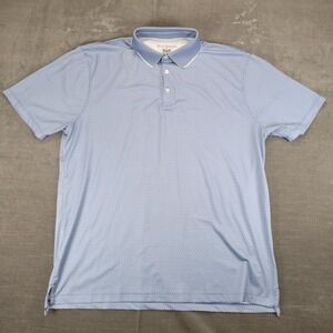 Hickey Freeman Mens Golf Polo Shirt XL Blue White Geometric Print Short Sleeve